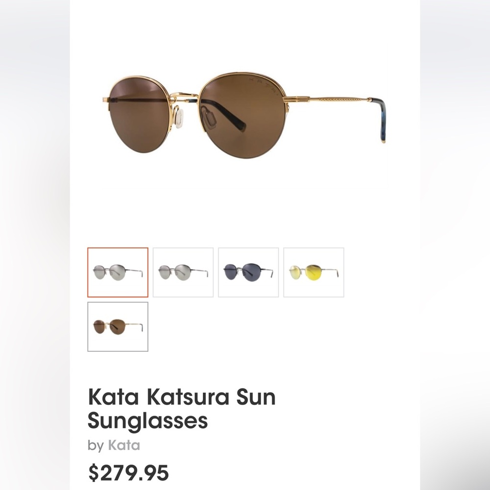 KATA Luxury Brand Oval Metal Frame Sunglasses with Brown Lenses and Gold Accents